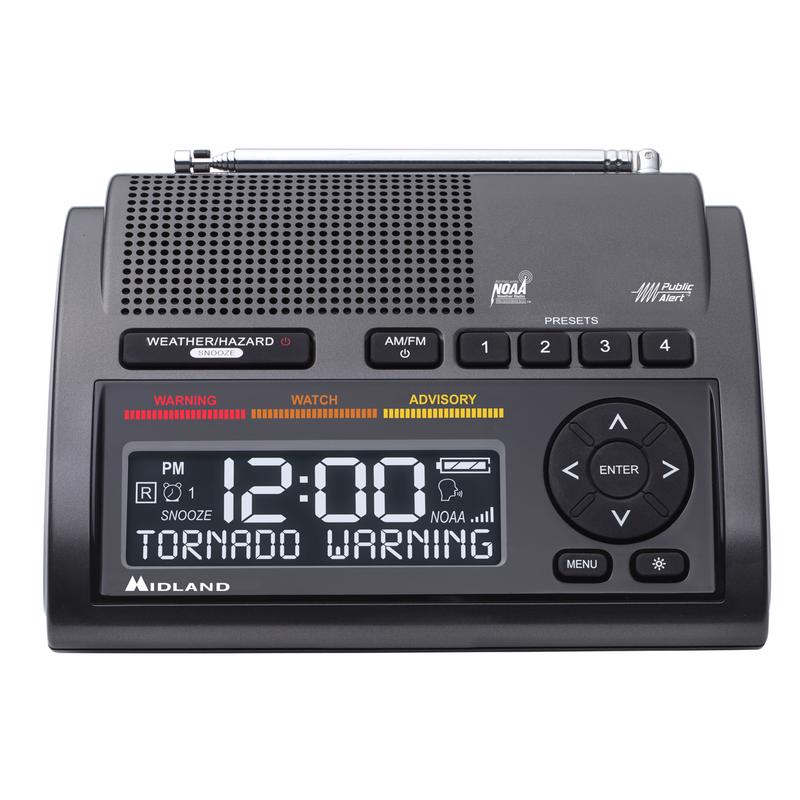 Midland Deluxe Black Alarm Clock With Weather Alert Digital WR400