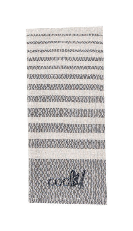 Kay Dee Cooks Kitchen Graphite Cotton Embroidered Tea Towel R3236 1 pk, Pack of 6