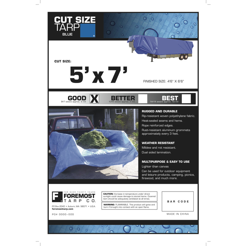 Foremost Dry Top 5 ft. W X 7 ft. L Light Duty Polyethylene Tarp Blue 80057