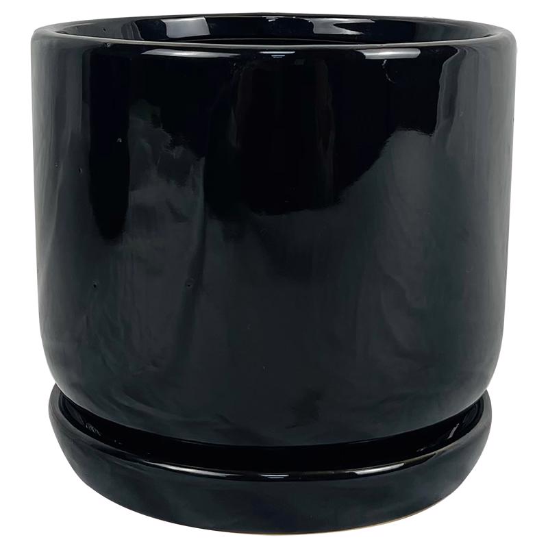 Border Concepts 6 in. D Ceramic Cover Pot Black 533331, Pack of 6