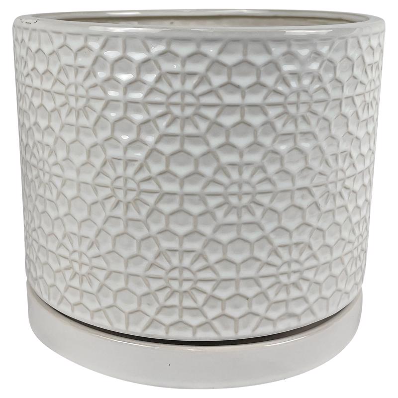 Border Concepts 12 in. D Ceramic Amelia Planter White 533336