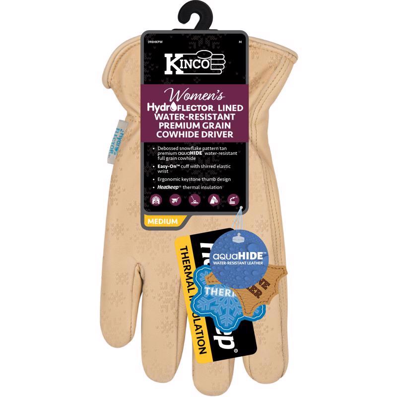Kinco HydroFlector M Cowhide Leather Lined Tan Gloves 398HKPW-M