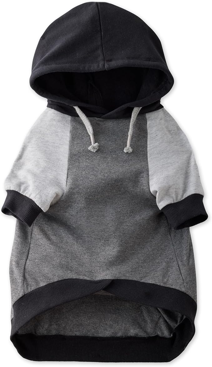 Rocky – The Orginal Lightweight Hooded TEE 100% Organic Cotton Dog Hoodie Pet Coat Sweater for Small, Medium, Large Dogs, Black Color Block, Medium