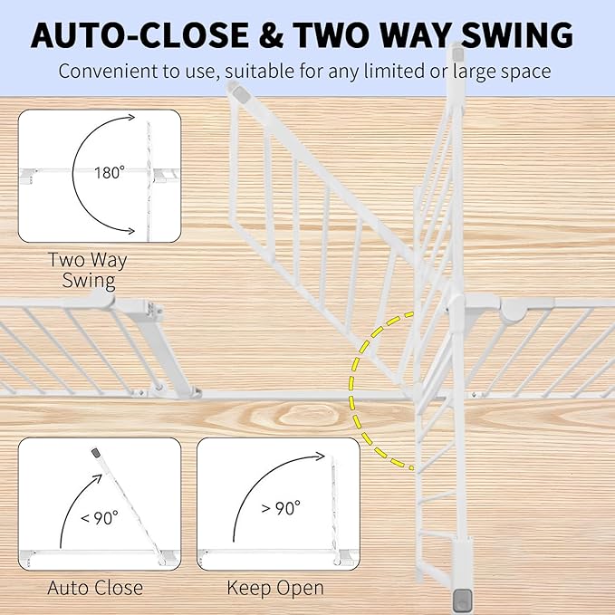 81.11" Extra Wide Baby Gate with Cat Door, Auto Close Pet Gates Dog Gate, Hardware Mounted Walk Through Swing Safety Baby Gates for Stairs, Doorways, Kitchen, House, 30" Tall, 3 Panels