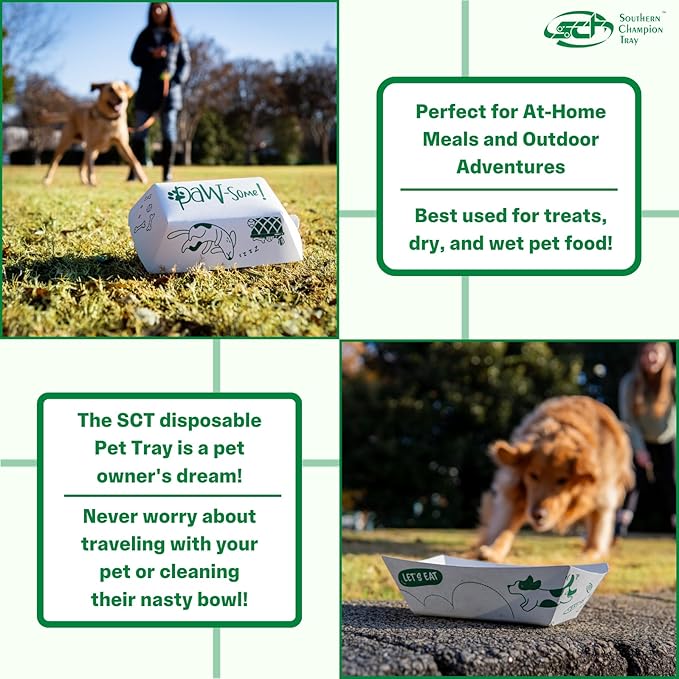 Southern Champion Tray, Medium Disposable Pet Food Bowl, 1 Cup (50 Quantity) Cat Tray, Travel Pet Bowl, Feeding Cats and Dogs, Wet Dry Food, Indoor and Outdoor, One Cup Capacity