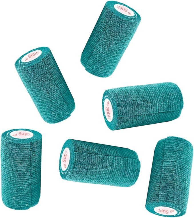 3 Inch Vet Wrap Tape Bulk (Hunter Green) (Pack of 24) Self Adhesive Adherent Adhering Flex Bandage Grip Roll for Dog Cat Pet Horse