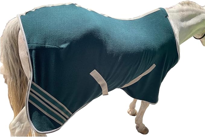 Majestic Ally Anti Pill Fleece Horse Blanket/Sheet with Silver Braided Rope (Hunter Green, 76)