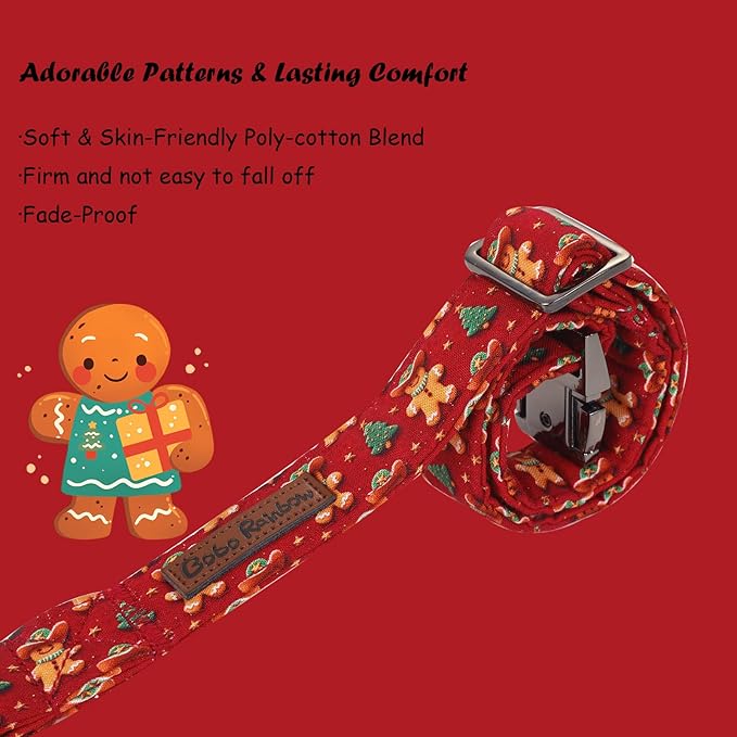 Christmas Dog Collar, Soft Pet Collar Gingerbread Man Cute Dog Collar with Bow Red Christmas Tree Adjustable Sturdy Collars Winter Holiday Collars for X-Small Girl Boy Dogs
