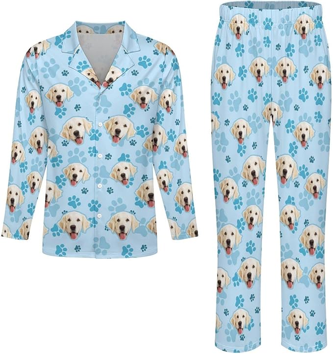 D-Story Personalized Pajamas with 1-8 Faces for Women Men, Custom Christmas Pjs, Pajamas Gifts For Family,Cat Mom,Dog Mom
