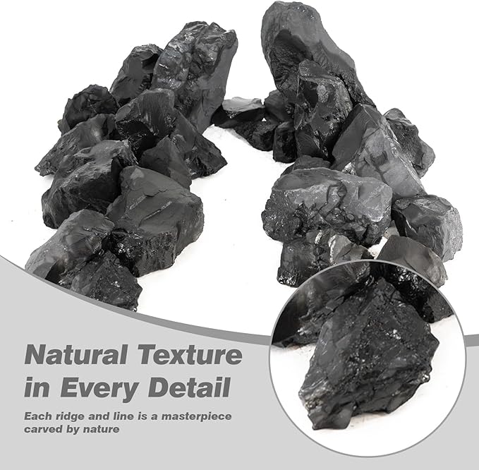 Unocho Aquarium Slate Rocks 10lb Fish Tank Stones Black Rocks for Aquarium Aquascaping Fish Tank Decoration Reptile Basking Platforms Paludarium Bonsai Vivariums(3"-7"-7pcs)