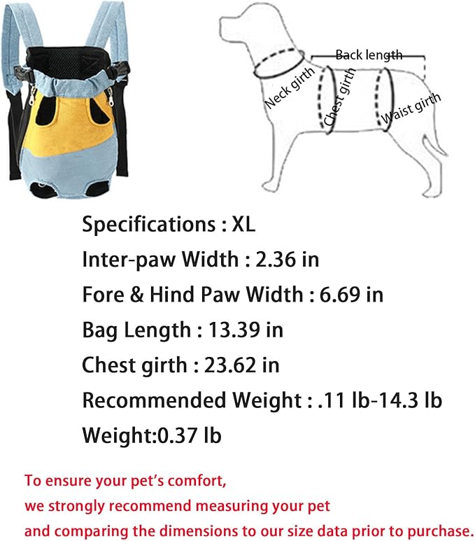 Lightweight Pet Backpack Carrier for Small Dogs & Cats - Easy-Fit Adjustable Straps, Basic Legs-Out Design, Durable for Daily Use (Fits Pets Under 15lb) (Red-Blue Color-Blocked, X-Large)