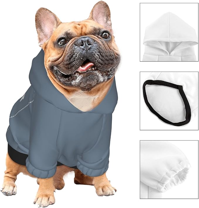 Personalized Chihuahua Dog Hoodie, Custom Pet Warm Sweatshirt Costume with Name Number Photo, Customize ID Clothes for Pupppy Kitten Dogs Cats, SlateGray, XXS