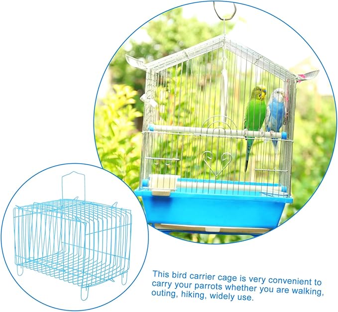 Milisten Portable Metal Bird Carrier Cage Lightweight Outdoor Travel Cage with Breathable Wire Design for Parrots Conures Cockatiels Easy Carry