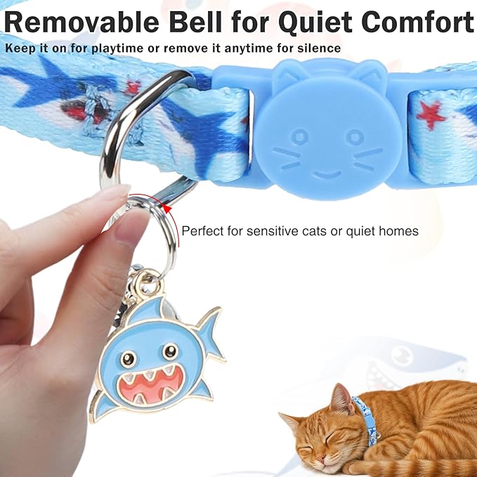 3 Pack Breakaway Cat Collars with Bell- Daisy Pendant Spring Cat Collar for Girl Boy Cats with Safety Buckle- Cute Kitten Collar Adjustable 8"-12" for Kitty Puppy Small Pets