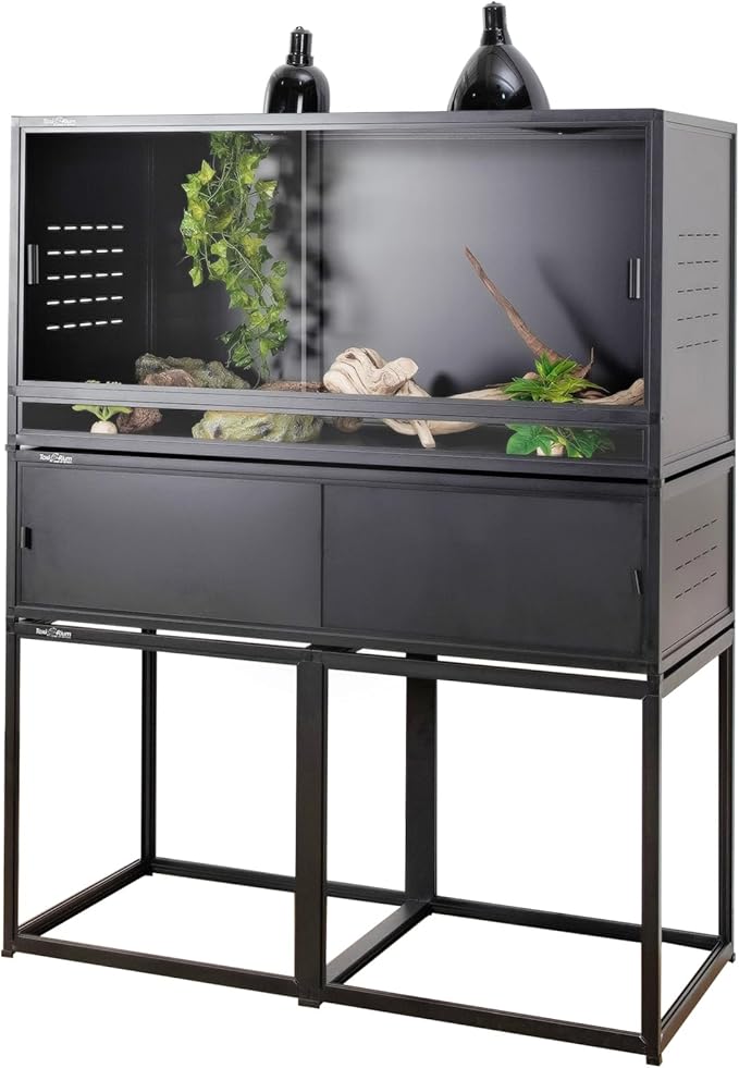 Reptile Enclosure Stand Bundle: Elevate Your Habitat - Includes Stand and Extra Enclosure for a Complete Elevated Setup 44 inches Width(Black)