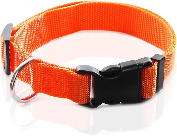Adjustable Nylon Dog Collar, pet Collar 1 Inch 3/4 Inch 5/8 Inch Wide, for Large Medium Small Dogs (S(5/8" x 11-16"), Orange)