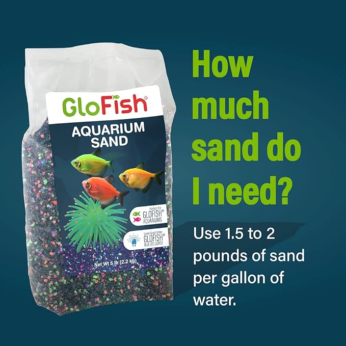 GloFish Aquarium Sand 5 Pounds, Black with Highlights, Complements Tanks and Décor, (AQ-78485)
