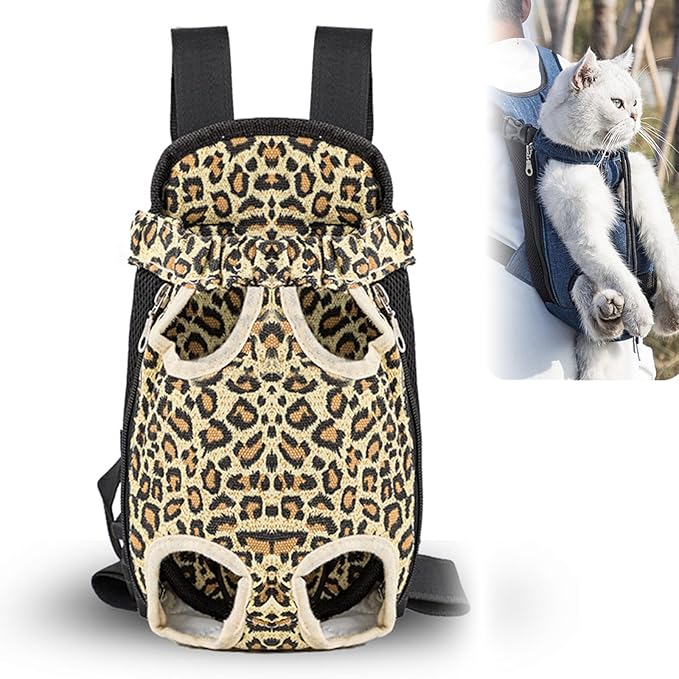 Portable Pet Carrier Backpack, Adjustable Pet Front Cat Dog Carrier Backpack Travel Bag for Small Medium Dogs Cats Puppies, Cat Backpack Carrier for Hiking Cycling (C, S)