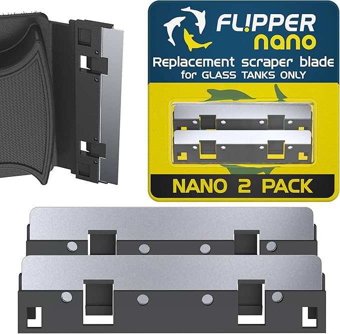 Flipper Nano Aquarium Replacement Blades for Fish Tank Cleaning Kits – Stainless Steel Replacement Blades for Glass Tanks – Aquarium Cleaner Blades, 2 Pack