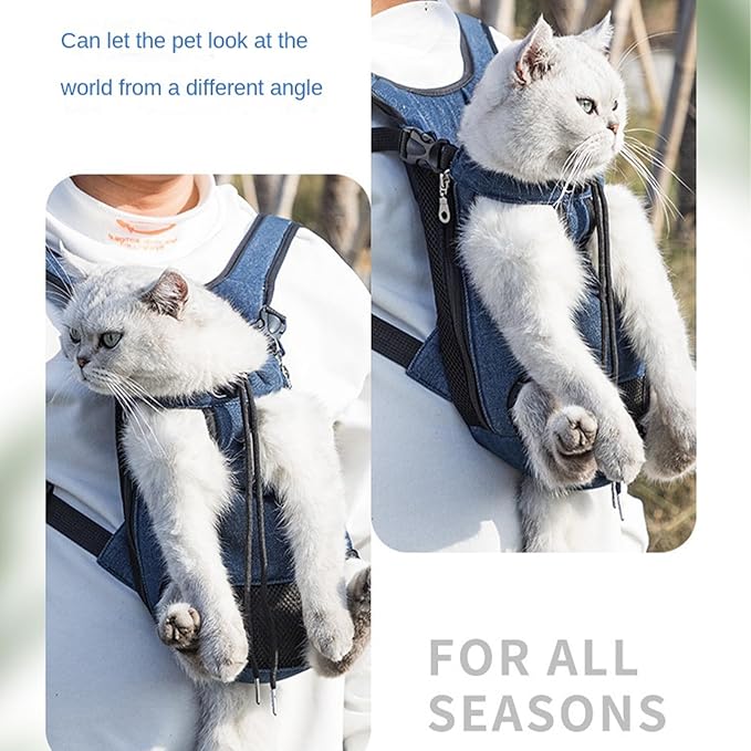 Portable Pet Carrier Backpack, Adjustable Pet Front Cat Dog Carrier Backpack Travel Bag for Small Medium Dogs Cats Puppies, Cat Backpack Carrier for Hiking Cycling (B, M)