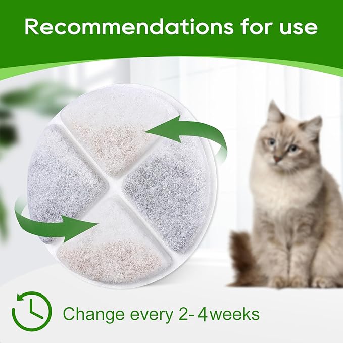 Cat Fountain Filters, 8 Pack Pet Water Fountain Filter Replacement Compatible with 101 oz Cat Water Dispenser