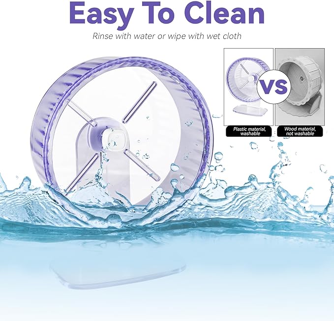 9In Hamster Wheel, Adjustable Chinchilla Wheel, Silent Spinner for Dwarf Syrian Gerbils Mice and Other Small Size Pets (9 Inch, Purple)