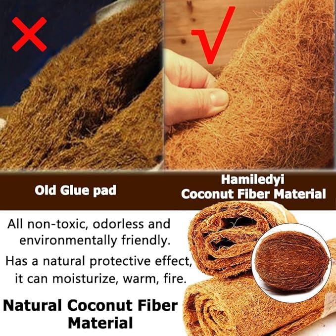 Hamiledyi Reptile Carpet Natural Coconut Fiber Tortoise Carpet Mats for Pet Terrarium Liner Reptile Supplies for Lizard Snake Chameleon Turtle Bedding Bunny Rabbit Mat (4 x Sheets)