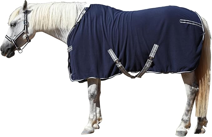 Horse Fleece Cooler, Blanket Liner - 300g Anti-Pilling Fleece, Moisture-Wicking, Cooling & Drying for Post-Workout, Bath & Travel, Prevent Overheating & Chilling Navy 78
