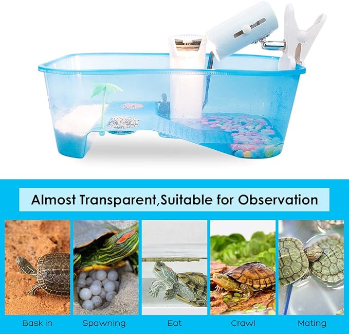 Turtle Tank Aquarium,Reptile Tank, Terrapin Lake with Platform Plants for Pet Reptile Habitat