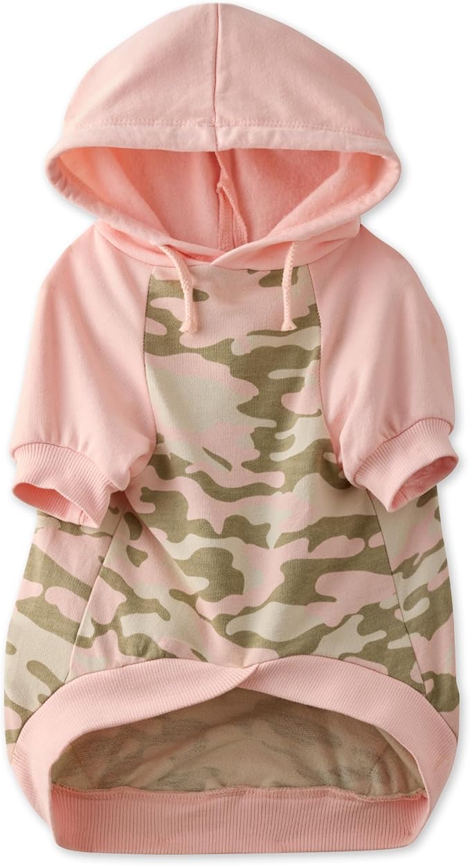 Rocky – The Orginal Lightweight Hooded TEE 100% Organic Cotton Dog Hoodie Pet Coat Sweater for Small, Medium, Large Dogs, Pink Half Camo, X-Large