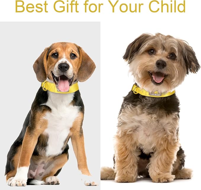 Nylon Dog Collar - Adjustable Yellow Soft Webbing Dog Collars for Small Medium Large Dogs Boy Girl Puppy Collar with Safety Metal Buckle XS
