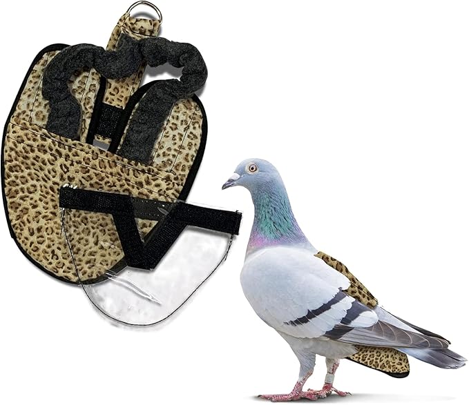 Hen Holster Wrap-Around Bird Diaper & Harness for Larger Pigeons, Small Breed - with Removable Liner, Adjustable Fit for Outdoor Adventures & Indoor Use, Easy to wear - Leopard, XS