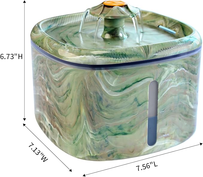 Cat Water Fountain,2.5L/84oz Cat Fountain for Drinking with Rotating Attractor & Camouflage Green Design – Automatic Pet Water Dispenser Bowl with 8-Pack Replaceable Filters