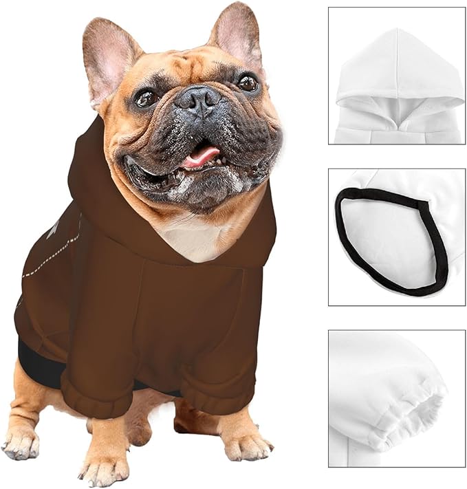 Personalized Chihuahua Dog Hoodie, Custom Pet Warm Sweatshirt Costume with Name Number Photo, Customize ID Clothes for Pupppy Kitten Dogs Cats, Chocolate, XL