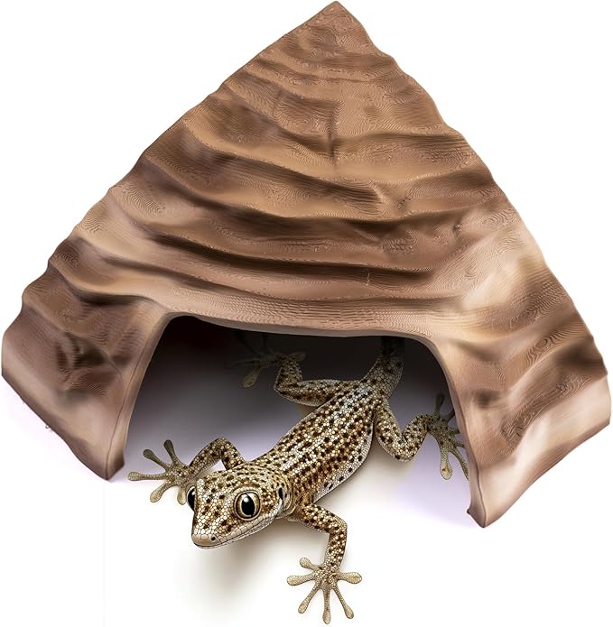 Corner Reptile Cave - Natural-Look Hide for Lizards, Snakes, Bearded Dragons, Turtles, and Tortoises - Durable Habitat Decor - Sandstone