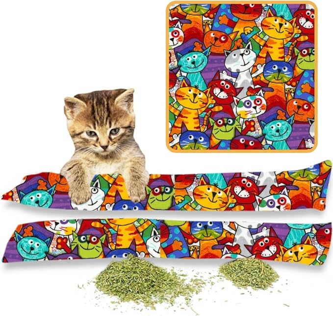 Kitty Kick Stix 15" Original Catnip Kicker Toy (Set of 2), Handmade in USA by Cat Lovers, Interactive Natural Cat & Kitten Toy, Packed with 100% Potent Catnip for All Breeds (Crayola Cats)