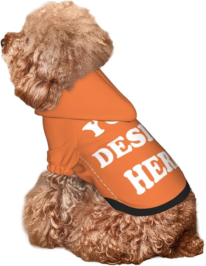 Dog Clothes, Custom Dog Hooded Sweatshirt, Personalized Pet Costume Robe Shirt with Text/Image/Club Name/Pet Shop Logo for Small Medium Large Dogs and Cats, Orange, XS