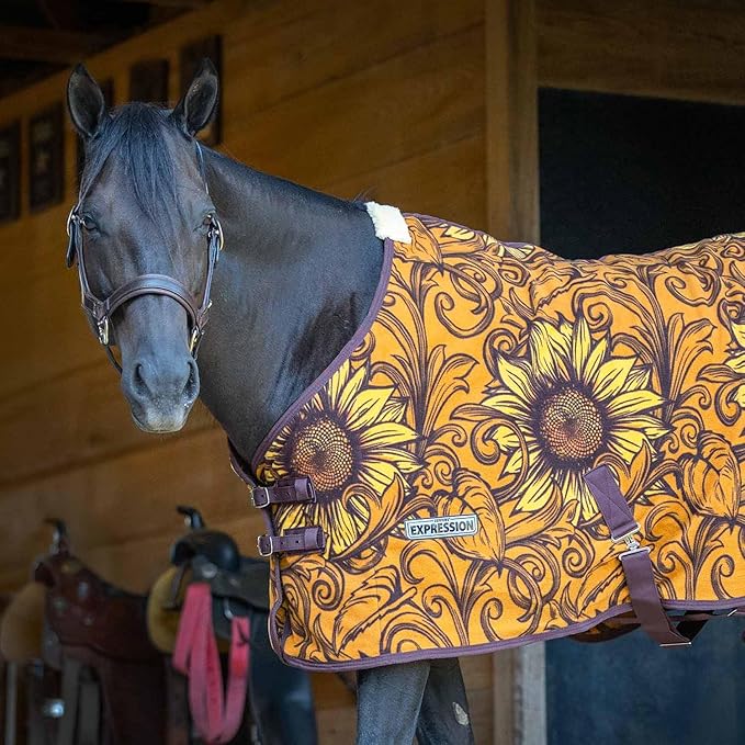 Jeffers Expression Standard Neck Fleece Cooler for Horses, 81"- Equine Towel Blanket, Moisture Absorbent, Light Weight, Best for Drying, Exercise, Bathing, Adjustable Belly Bands - Bloomin Toolin