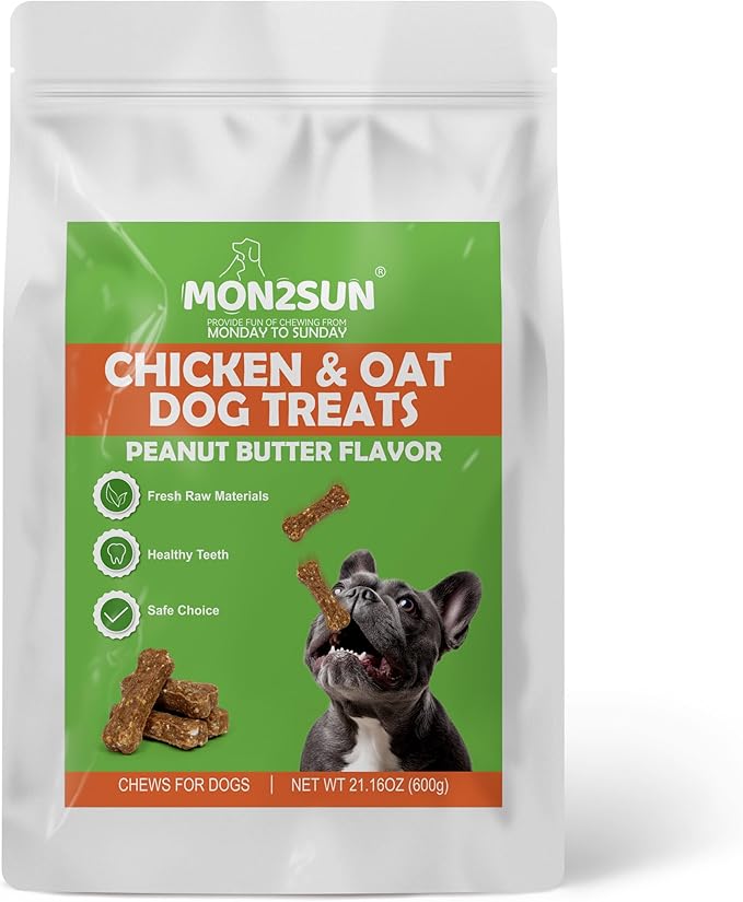 MON2SUN Dog Treats 2 Inch Chicken & Oat Treats with Peanut Butter, Crunchy Biscuits for Small Dogs, Training Rewards, 21.16 oz (70 Count)