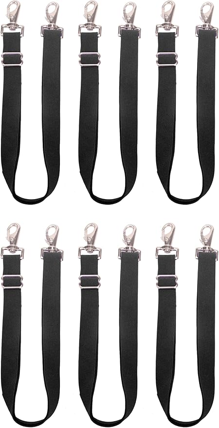 Pack of 4 Adjustable Length Elastic Leg Straps for Horse Blankets,Horse Blanket Sheet Replacement Elastic Leg Strap (4, Black)