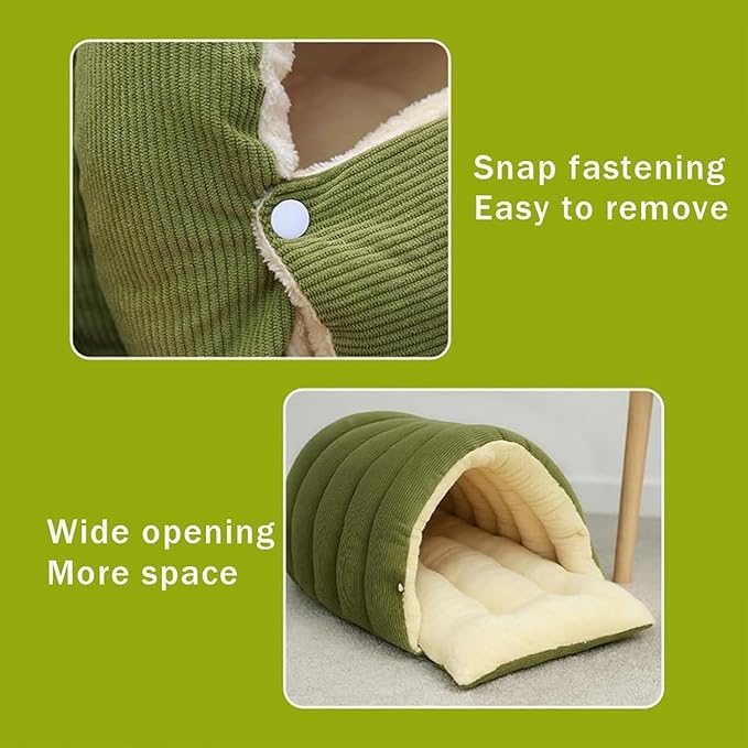 Removable and Washable Winter Closed-Off Cat Bed, Cat Winter Cave, Cute Cat Beds for Indoor Cats, Disassembled Design for Easier Cleaning, with Hair Remover (2PcsPurple, 22.4 * 14.6 * 11.0 in)