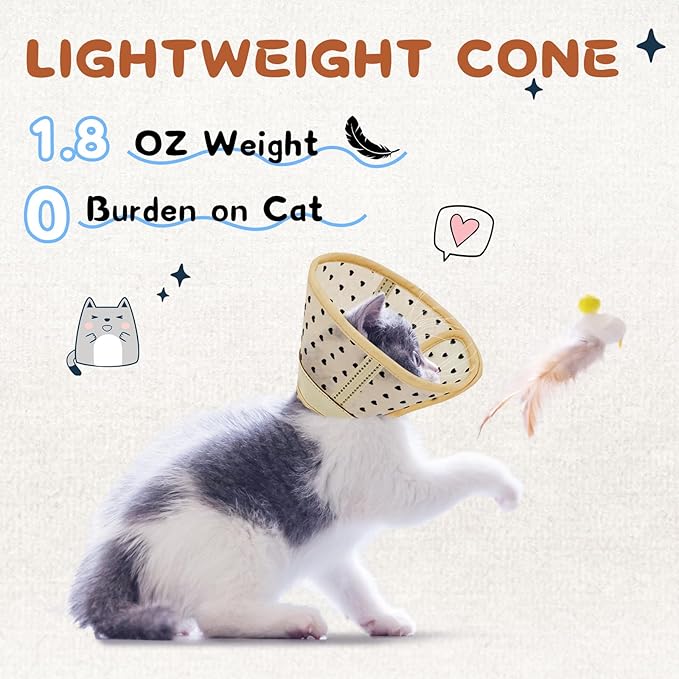 Supet Cat Cone Collar After Surgery, Soft Mesh Recovery Collar for Cats to Stop Licking and Scratching, Plastic Cone Alternative for Small Kitten, Medium, Large Cats