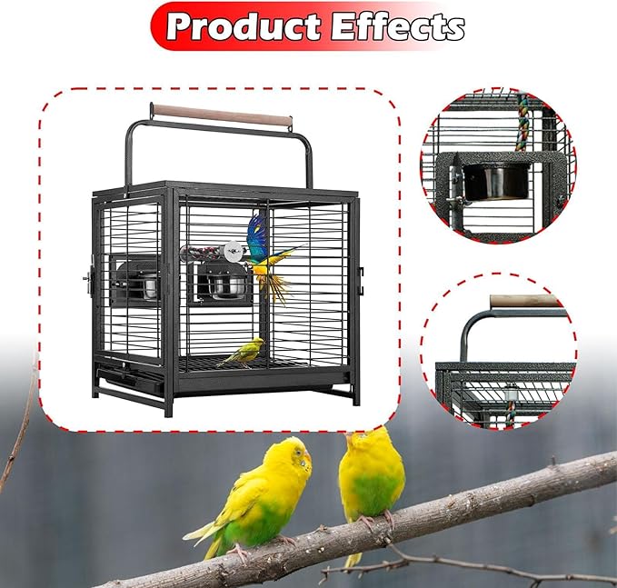 Cage Carrier Birdcage Sturdy Lightweight Bird Cage with Handle for Cockatiels Hedgehogs Lovebirds Parrots Finches