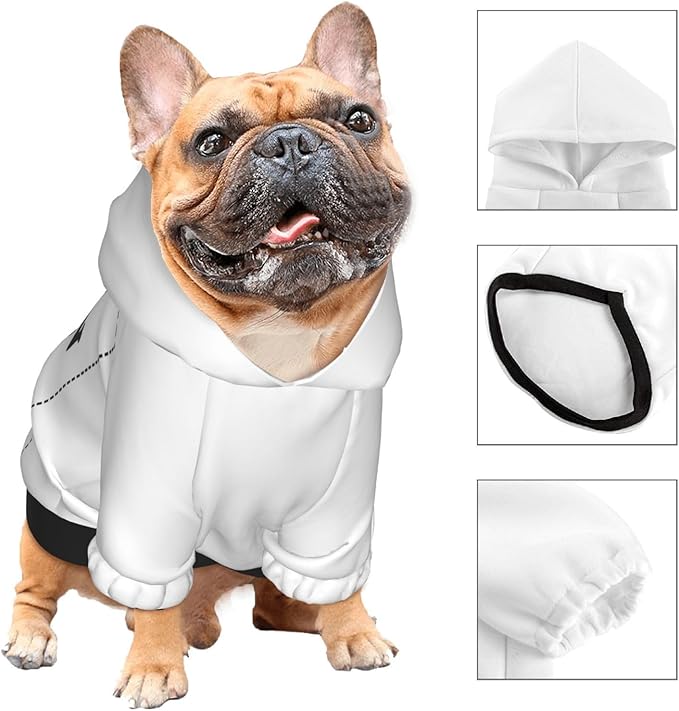 Dog Clothes, Custom Dog Hooded Sweatshirt, Personalized Pet Costume Robe Shirt with Text/Image/Club Name/Pet Shop Logo for Small Medium Large Dogs and Cats, White, L