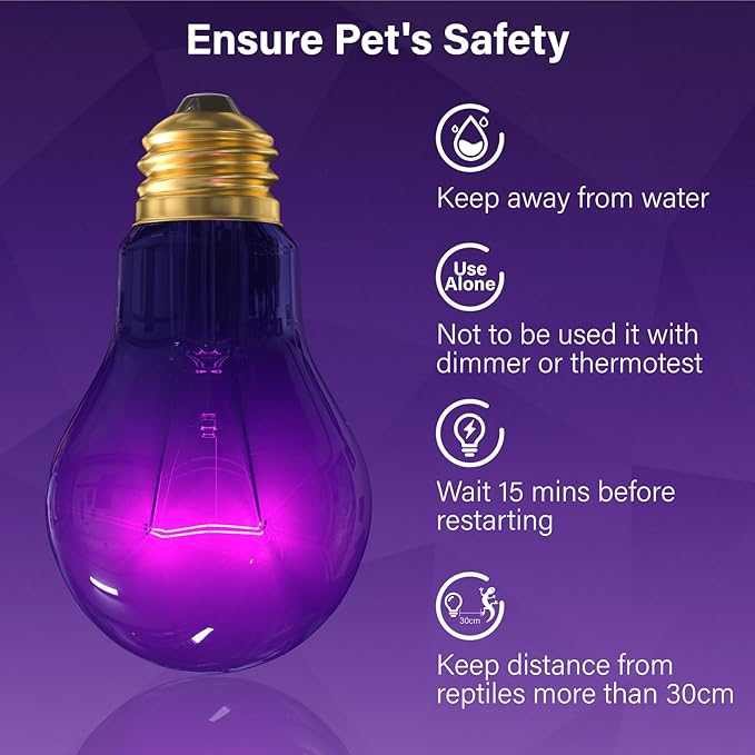Reptile Heat Lamp Bulbs-100W Tortoise Night Heat Bulb E26 Terrarium Heat Lamp Simulate Natural Moon Purple Light for Snake Bearded Dragon Leopard Gecko Lizard Chameleon-2Pack