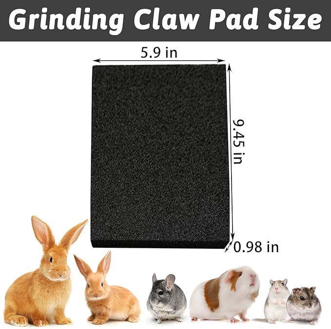 Hamiledyi Rabbit Scratch Foot Pads - 4 Pcs Small Animal Lava Grinding Teeth Stone for Bunny, Hamster, Guinea Pig, Rat, Gerbil, Chinchilla & Hedgehog