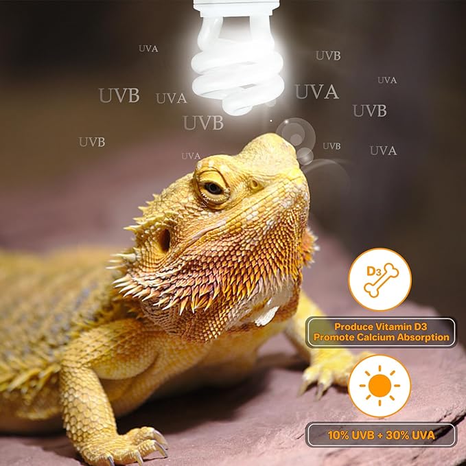 LUCKY HERP UVA UVB Reptile Light 10.0, Desert UVB 150 Compact Fluorescent Lamp, UVB Light for Reptiles 15W, UVA UVB Reptile Light Bulb, UVB Bulb for Reptiles Bearded Dragons Lizards Tortoises Snakes