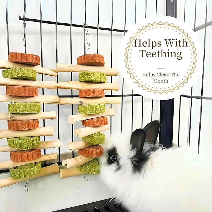 Rabbit Chew Toys,Natural Chew Treats Sticks and Balls for Bunny Chinchilla Guinea Pig Hamster,Bunny Chew Toys for Teeth