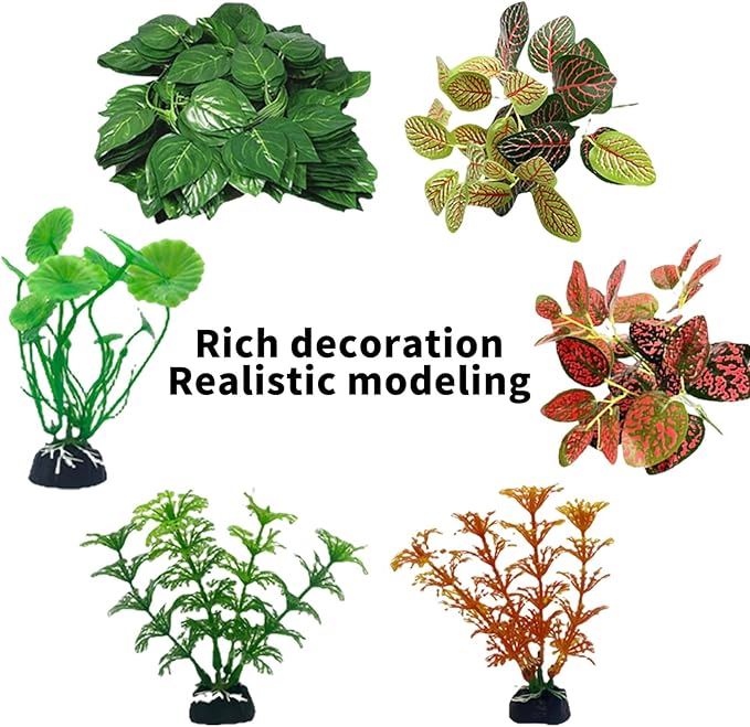kathson 10 PCS Reptile Vines Plants Flexible Bendable Jungle Climbing Vine Terrarium Plastic Plant Leaves Pet Tank Habitat Decor for Bearded Dragons Lizards Geckos Snakes Frogs and More Reptiles