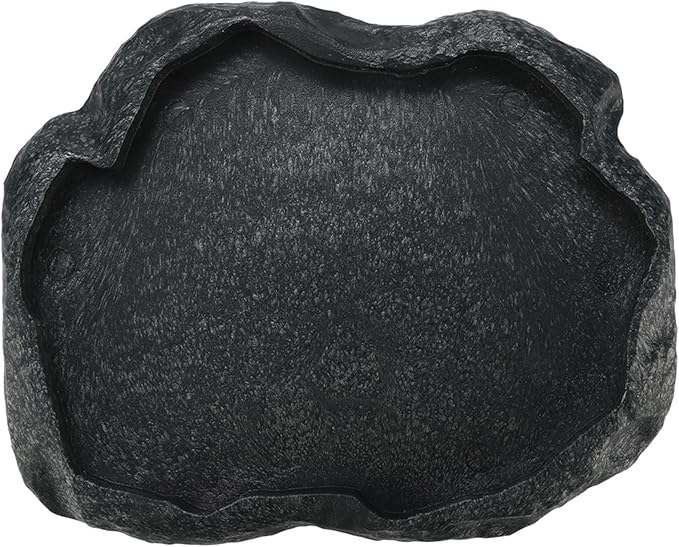Ejoyous Reptile Rock Food Dish Water Bowl, Resin Terrarium Feeder Feeding Bowl for Tortoise Lizard Amphibian Hermit Turtles (M)